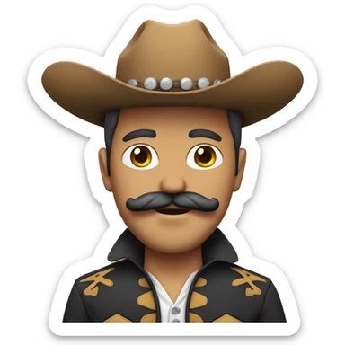 Cowboy with a mustache white skin mexican sticker