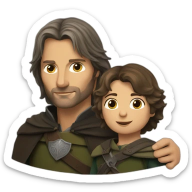 short haired aragorn with a child sticker