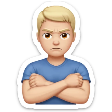 arms crossed holding neck angry sticker