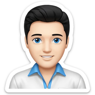 Elvis Presley blue eyes, black hair, white outfit sticker