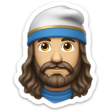 Un homme brun, les yeux bleus, une légère barbe qui à 25 en costume qui regarde sa montre au poignet sticker