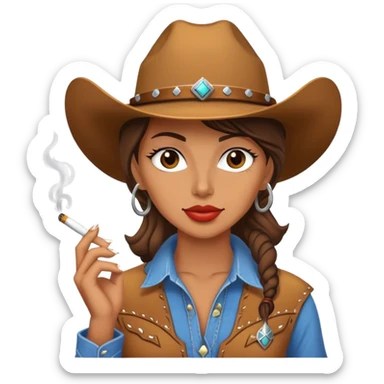 Cowgirl with a cigarette sticker