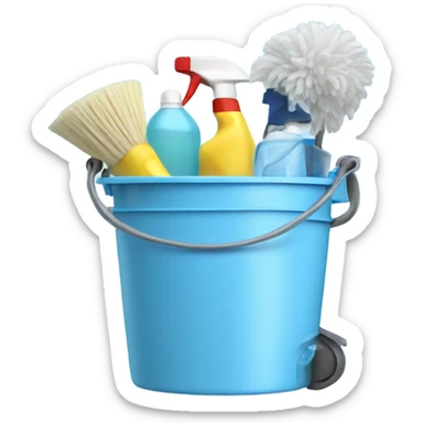 Cleaning supplies in a bucket light blue  sticker
