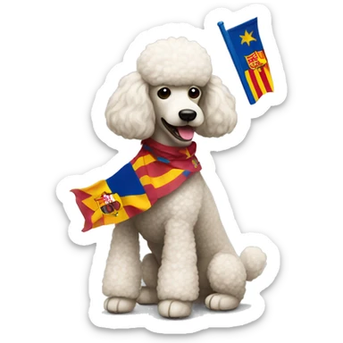 poodle with a Barcelona flag sticker