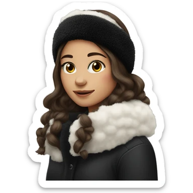 pretty brunette girl wearing black fuzzy headband for winter sticker