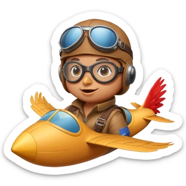 chick rooster pilot flying glider sticker