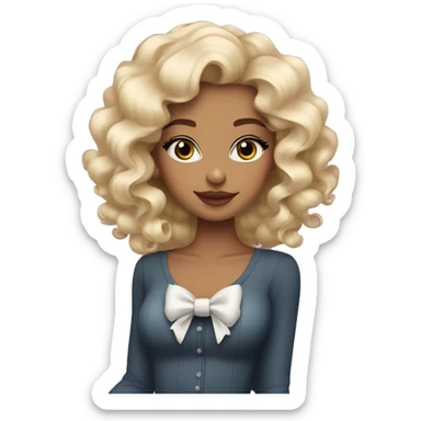 blonde girl bombshell curls winter cute wearing channel bow  sticker