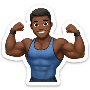 Jock man smiling very big biceps black sticker