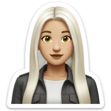 Girl medium length white straight hair, hazel eyes sticker