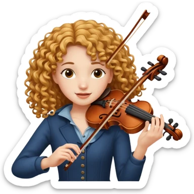 girl with curly very long hair playing violin sticker