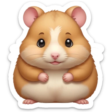 Cute chubby cartoon-style hamster blushing heavily, shy expression, as if looking at crush. Painterly shading, white background, sticker-style illustration sticker
