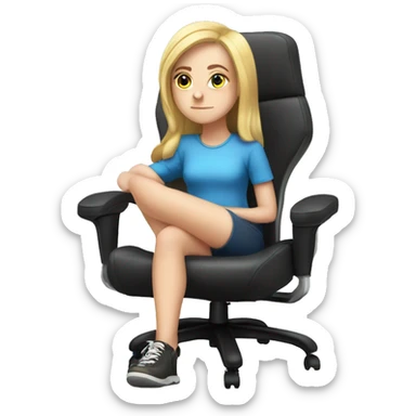 white girl thinking about life on a big gaming chair  sticker