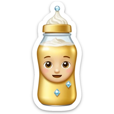 Biberón dorado con diamantes 🍼con ese biberón  de bebe sticker
