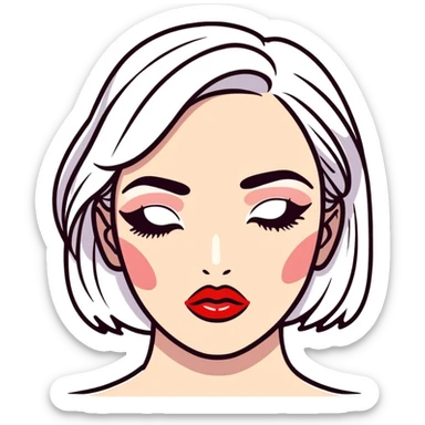 full glossy pouty baddie lips with lip liner sticker