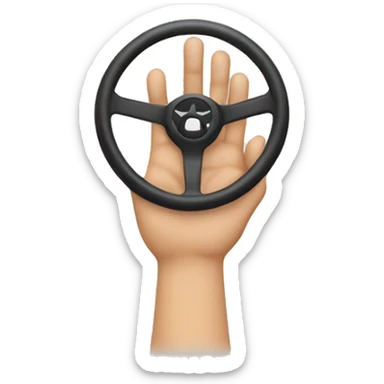 steering wheel with a hand gripping on it sticker