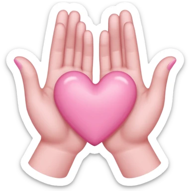pair of light pink hands shaped into a heart sticker