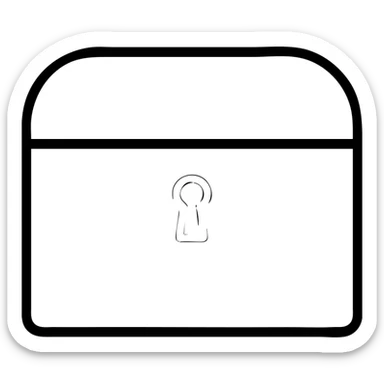 absolute bare minimum chest outline in red, extremely sparse and minimal, with just one tiny added detail - a small red keyhole or lock sticker