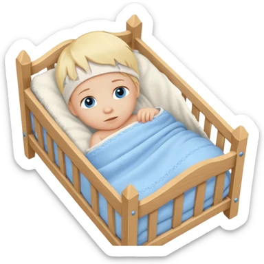 blond blue eye newborn in crib sticker