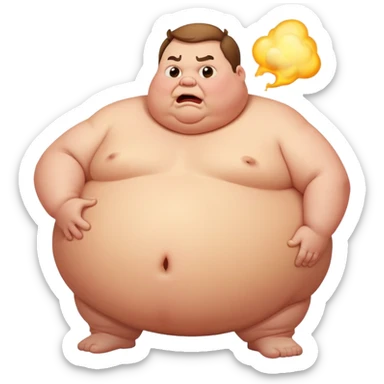 A fat man letting out a big gassy fart! sticker