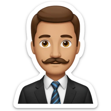 long mustached man with tie sticker