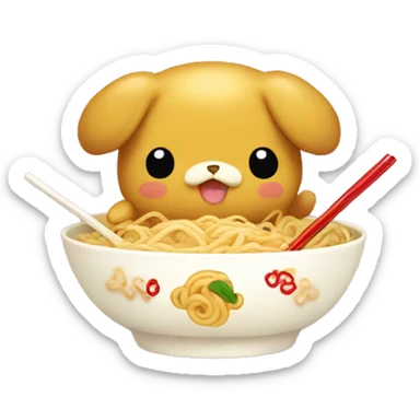 Pompompurin from sanrio eating spicy noodles  sticker