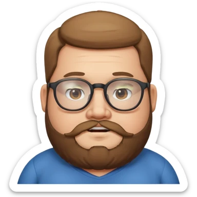 I want an emoji of a chubby person with glasses and a beard sticker