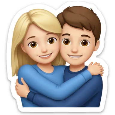 Girl with boy hugging  sticker