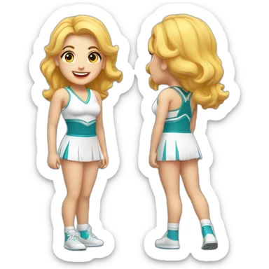Full body Caucasian curvy cheerleader back and front views sticker