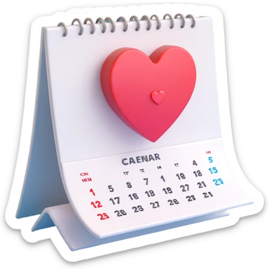 3d icon heart on calendar sticker