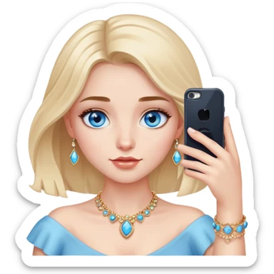 girl taking selfie with jewelry blue eyes sticker
