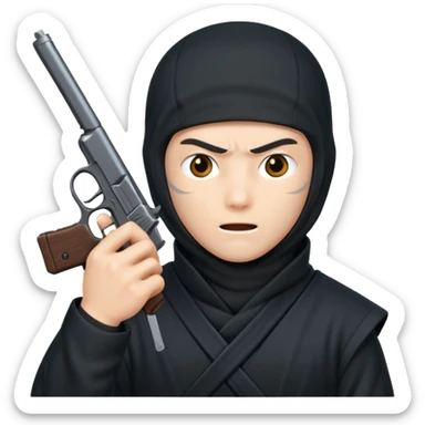 Dame un ninja sin boca con pistola  sticker