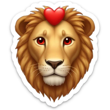 Lion face with huge red hearts instead his eyes, he looks so much in love sticker