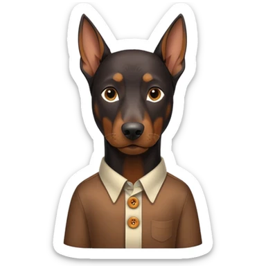Doberman with clothes on sticker