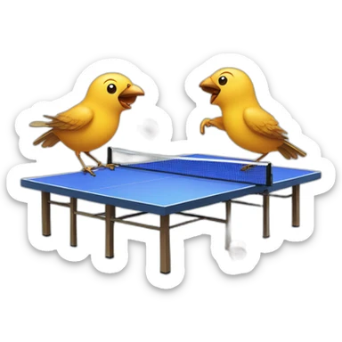 two birds playing ping pong sticker