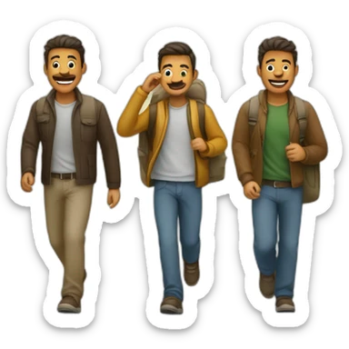 Senderistas hombres caminando por un camino sticker