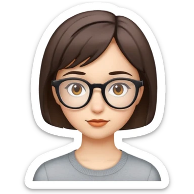 Chica con pelo corto, blanc, de lentes y ojos cafés sticker