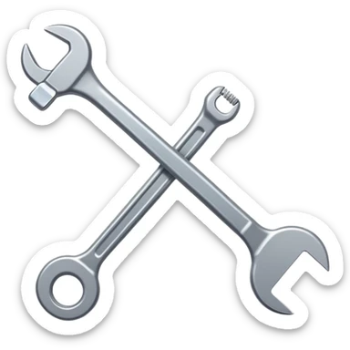 A flat-style illustration of a single wrench with a clean, modern look, symbolizing trade school. Cartoon style, minimal, white background, iOS emoji aesthetic. sticker