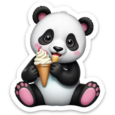 Panda eating ice cream sticker