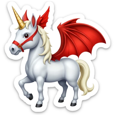 white horse with horns and red bat wings sticker