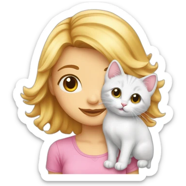 Chaton et une petite fille sticker