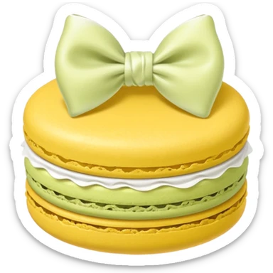 sage yellow macaron with white bow sticker