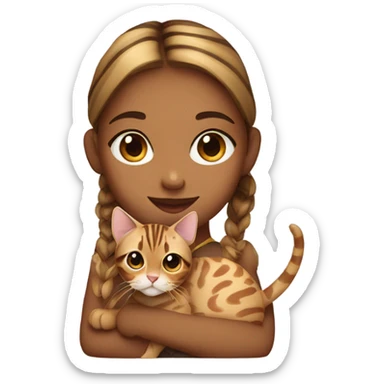 Girl with bengal cat sticker
