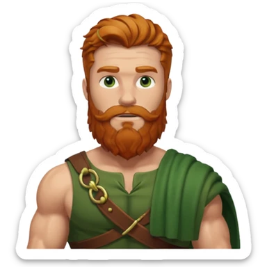 Hercules, Hero God from Rome Mythology with long ginger hair and beard, green and brown outfit sticker