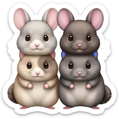 white and pink chinchilla, brown velvet, black chinchilla, show all 3 in the photo sticker