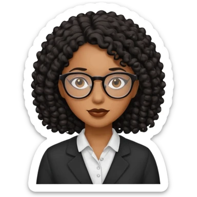 Chica morena con lentes y cabello rizado negro sticker