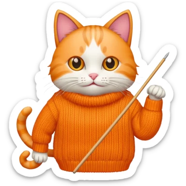 cat knitting a sweater sticker