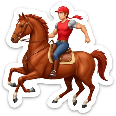 red horse agressive running money on the saddle sticker