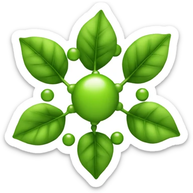 Molecule made of leaves and atoms sticker