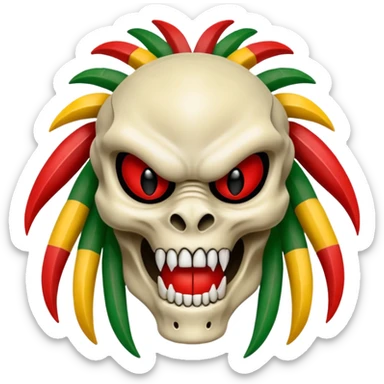 smiling bone predator from movie predator with rasta sticker