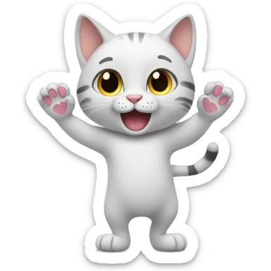 cat says bye and waves with paws sticker